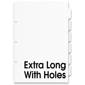 17x11 White 6 Tabbed Dividers Extra Long With Holes (48 per Package)