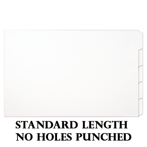 11x17 White 5 Tabbed Dividers With No Holes (50 per Package)