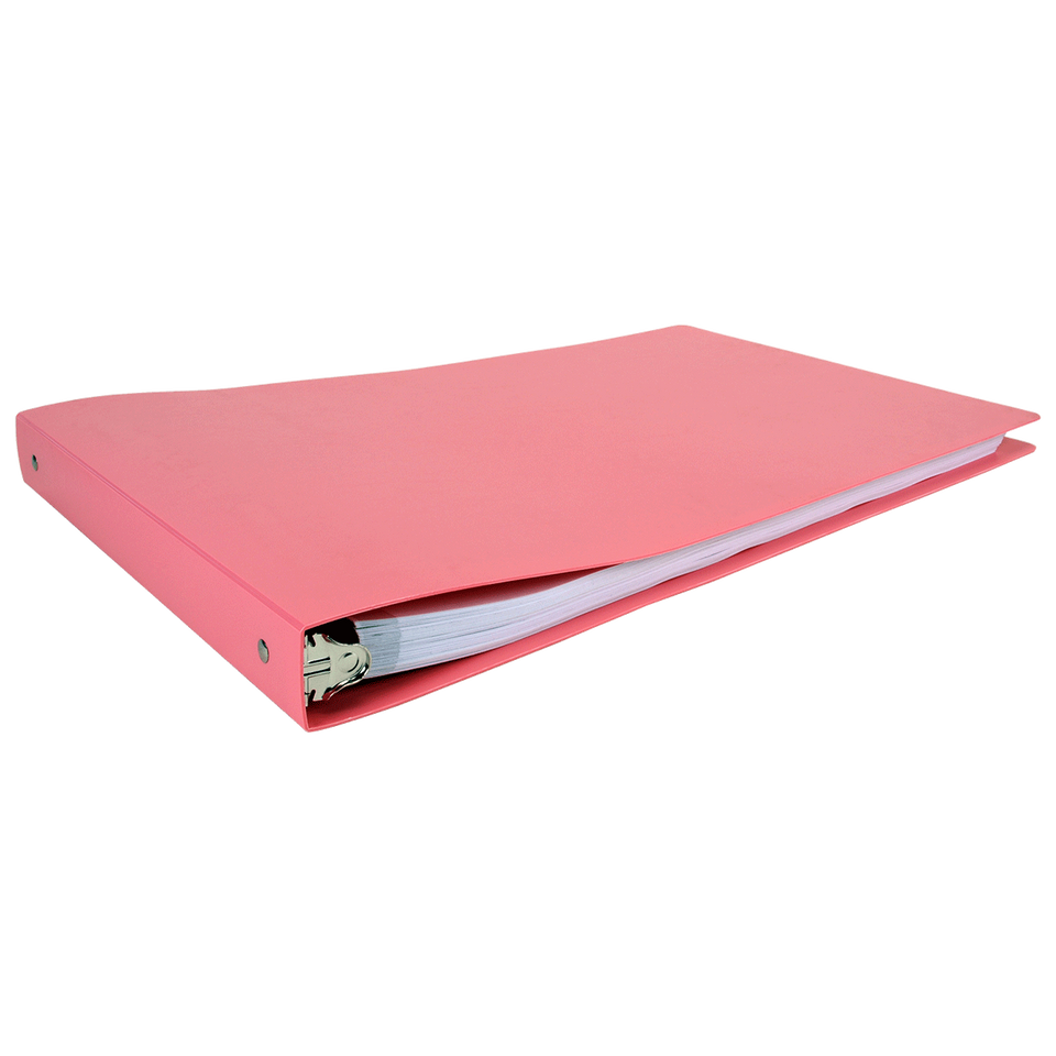 11x17 Binder Poly Panel Featuring a 1" Round Ring Pink