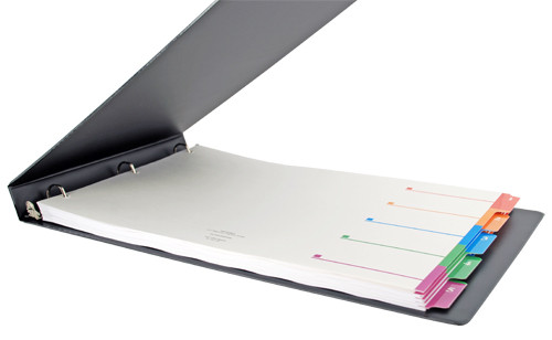 11x17 Black Vinyl Panel Binder with top opening pockets Featuring a 1" Angle-D Ring