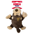 Brown and beige monkey shaped dog-shaped toy with floppy ears. Shown in its retail packaging.