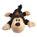 Brown and beige monkey shaped dog-shaped toy with floppy ears.