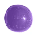 Blue natural rubber ball dog toy with smooth surface.