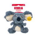 Blue plush koala dog toy with embroidered facial features and soft limbs. Shown in its retail packaging.