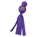 Purple toy with round head and tethered ends.