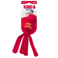 Purple toy with round head and tethered ends. Shown in its retail packaging.
