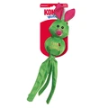 Green Rabit character toy with round head and tethered legs. Shown in its retail packaging.