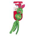 Green Rabit character toy with round head and tethered legs. Shown in its retail packaging.