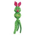 Green Rabit character toy with round head and tethered legs.