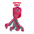 Pink Octopus toy with round head and tethered legs. Shown in its retail packaging.