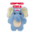 Blue elephant plush dog toy with soft texture and floppy ears.  Shown in its retail packaging.