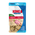 Tan KONG shaped dog treat. Shown in its retail packaging.