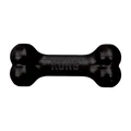 Black bone-shaped dog toy with textured ends.
