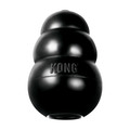 Black natural rubber KONG shaped dog toy with three tiers and “KONG” embossed.