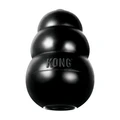 Black natural rubber KONG shaped dog toy with three tiers and “KONG” embossed.