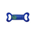 Blue bone-shaped dog toy with handles at the end.