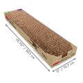 Single cardboard scratcher with green catnip insert. Shown with product dimensions
