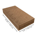 Double pack of cardboard scratchers with green catnip inserts. Shown with product dimensions