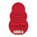 Red KONG-shaped dog feeding mat with textured grooves and ridges.