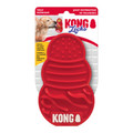 Red KONG-shaped dog feeding mat with textured grooves and ridges. Shown in its retail packaging.