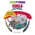 KONG-branded cat tunnel in the shape of a camper trailer.  Shown in its retail packaging.