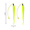 Two-pack of yellow/green feathered tails.  Shown with product dimensions