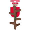 Brown stick-shaped plush dog toy with textured surface and chew-friendly design. Shown in its retail packaging.
