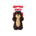 Brown otter plush dog toy with elongated body. Shown in its retail packaging.