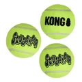 Neon green tennis ball dog toy with KONG printed.