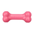 Pink bone-shaped dog toy with textured ends.