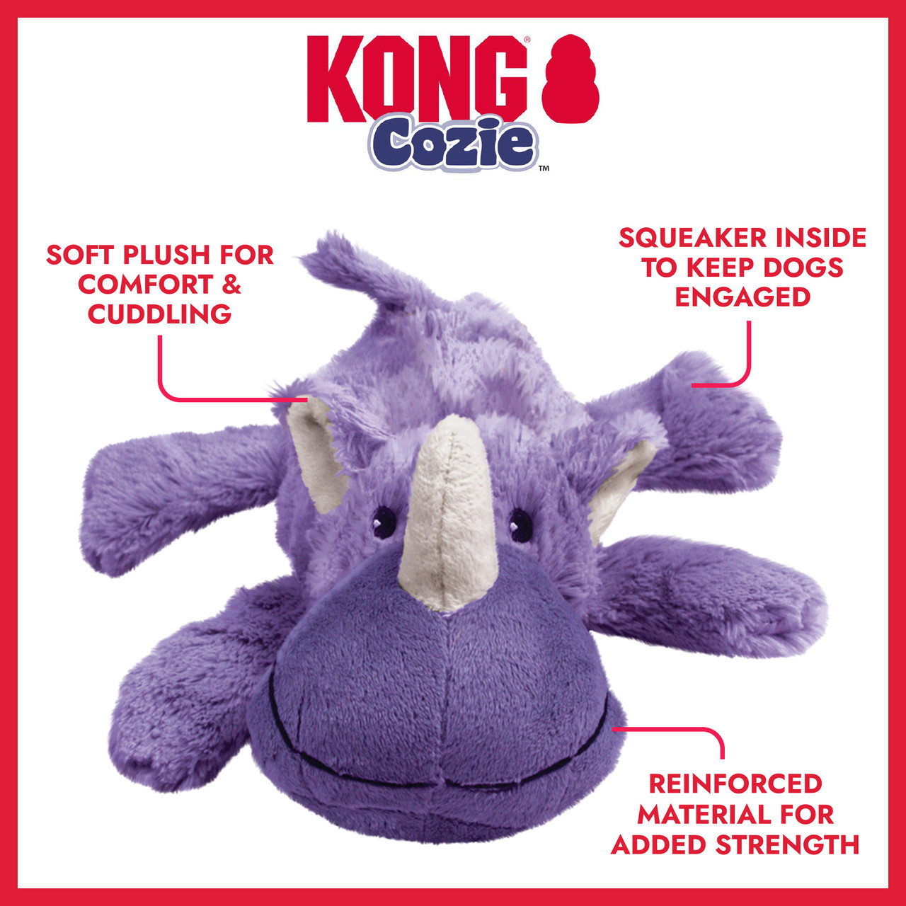 【KONG】啾啾紫色犀牛｜狗狗玩具