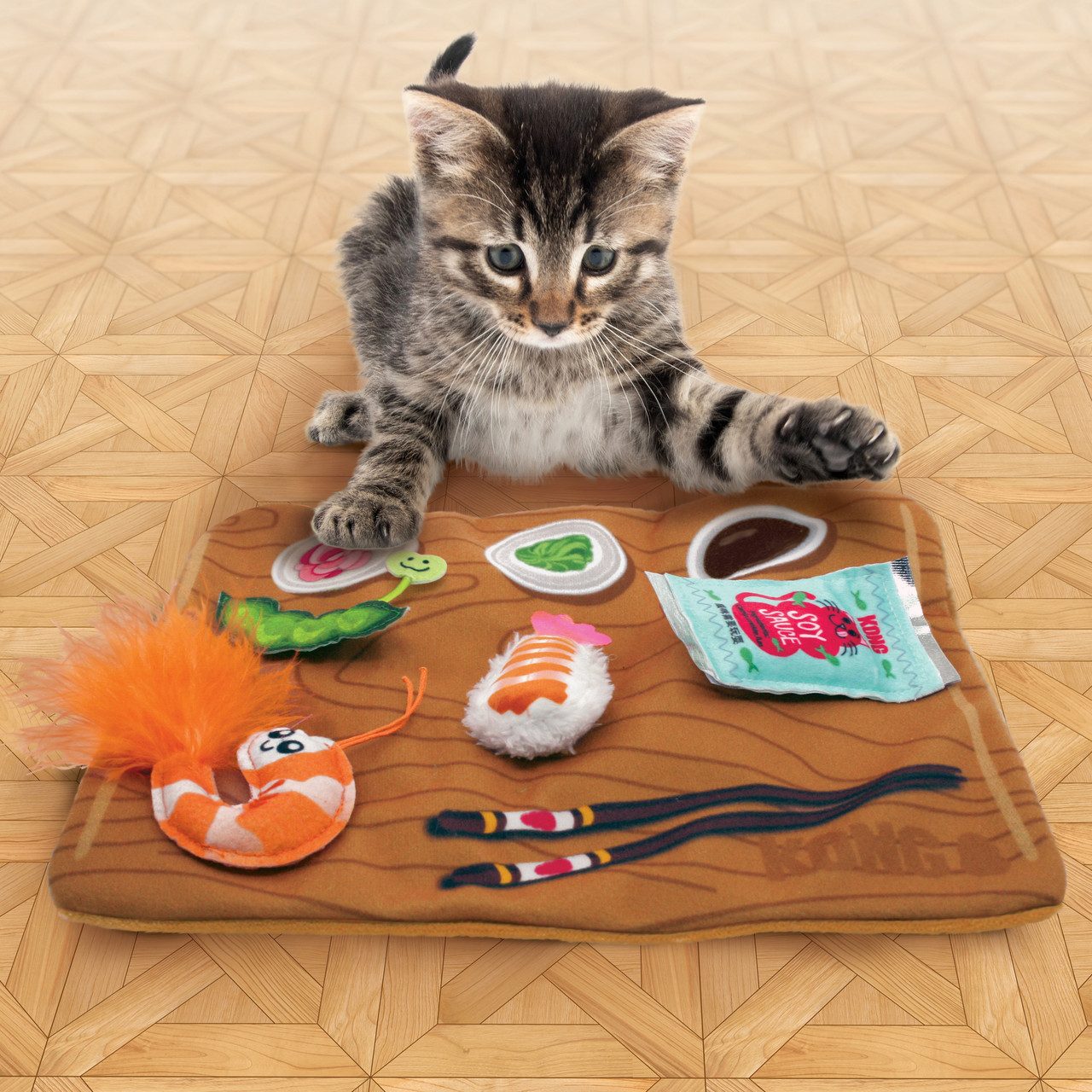 Pull-a-Partz 5-in-1 Sensory Cat Toy, Sushi, with Premium North