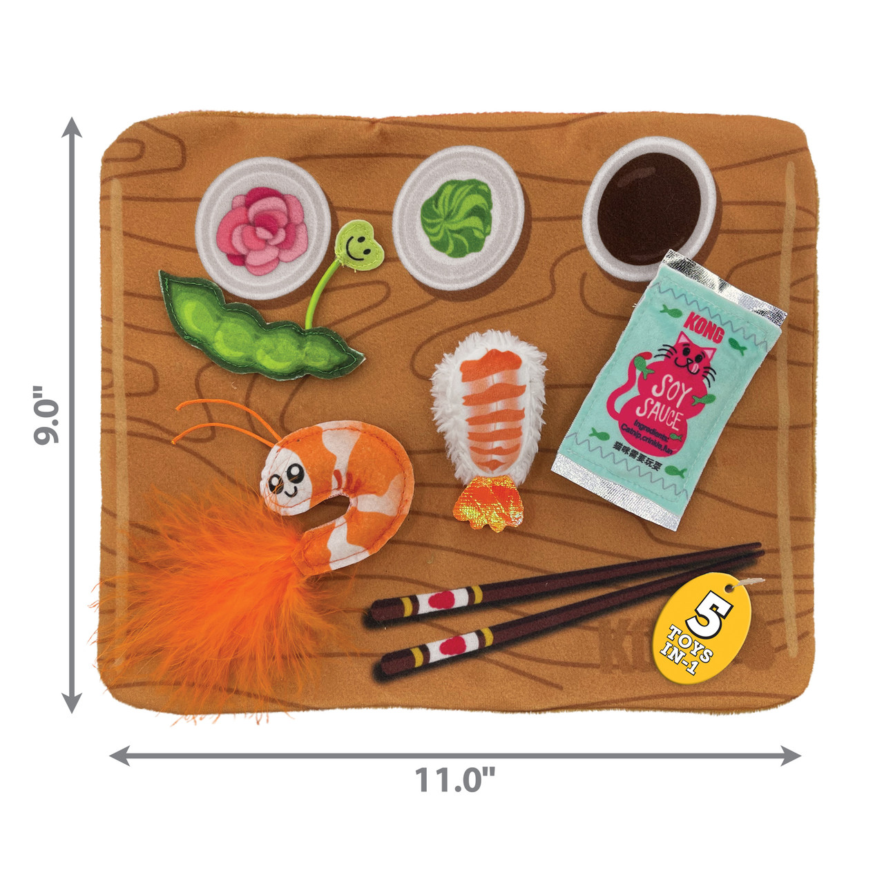 Pull-a-Partz 5-in-1 Sensory Cat Toy, Sushi, with Premium North