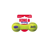 Neon yellow dumbbell-shaped dog toy.  Shown in its retail packaging.