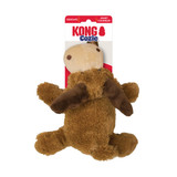 Brown and beige moose-shaped toy with small antlers and soft body. Shown in its retail packaging.