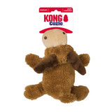 Brown and beige moose-shaped toy with small antlers and soft body. Shown in its retail packaging.