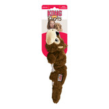 Plush squirrel dog toy with flat tail and stitched details. Shown in its retail packaging.