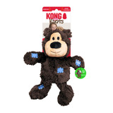 Brown plush bear dog toy with stitched face and soft body. Shown in its retail packaging.