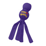 Purple toy with round head and tethered ends.
