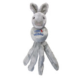 Brown plush fox  dog toy with long tethered ends and floppy ears.