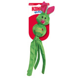 Green Rabit character toy with round head and tethered legs. Shown in its retail packaging.
