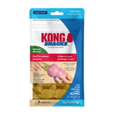 Tan KONG shaped dog treat. Shown in its retail packaging.