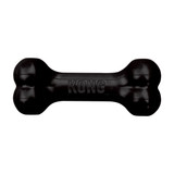 Black bone-shaped dog toy with textured ends.