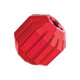 Red hexagonal dog toy with smooth surface.