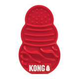 Red KONG-shaped dog feeding mat with textured grooves and ridges.
