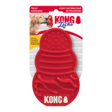 Red KONG-shaped dog feeding mat with textured grooves and ridges. Shown in its retail packaging.