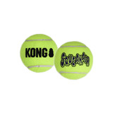 Neon green tennis ball dog toy with KONG printed.