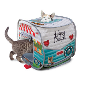 KONG-branded cat tunnel in the shape of a camper trailer.