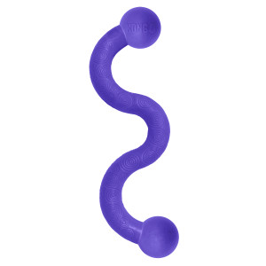 Purple wavy dog toy with smooth texture and flexible shape.