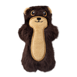 Brown otter plush dog toy with elongated body.